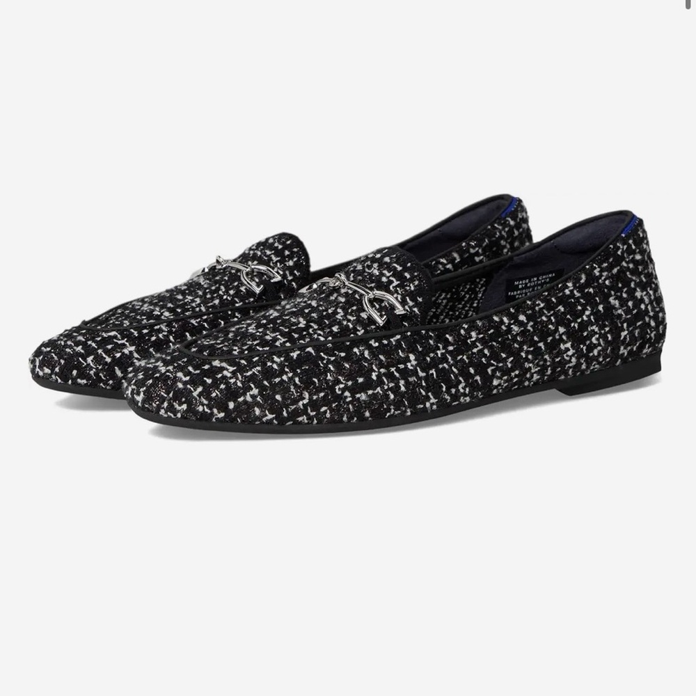 Rothy's Black and White Tweed Loafers